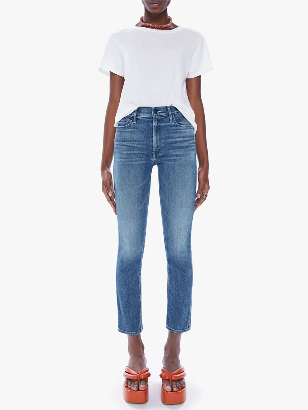 Mother The Mid Rise Dazzler Ankle Straight Jeans Wish On A Star Blue 27